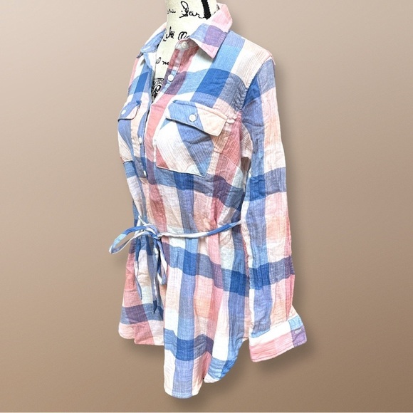 Isabel Maternity by Ingrid & Isabel Plaid Popover Button-Up Tunic Shirt - Picture 5 of 9